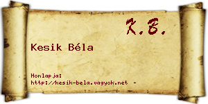 Kesik Béla névjegykártya